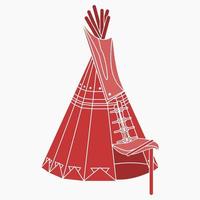 Editable Vector of Isolated Oblique View Native American Tent Illustration in Flat Monochrome Style for Traditional Culture and History Related Design