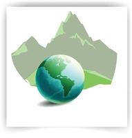 Vector earth globe illustration. Polygonal planet. Low poly design. and hill view