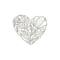 beautiful linear flowers heart vector