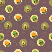 seamless color pattern of healthy vegetables icons vector