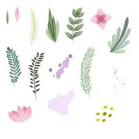 set of watercolor elements for design vector