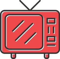 icono lleno de televisión vector