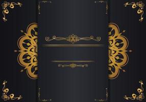 Luxury mandala greeting card template. Black gold mandala invitation vector