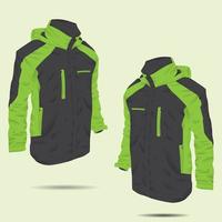 vector de diseño de maqueta de chaqueta de montaña. chaqueta de paracaídas. chaqueta al aire libre chaqueta impermeable. maqueta realista. ilustración vectorial