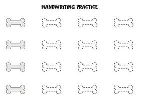 Tracing contours with bones. Writing practice. vector