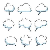 collection set of hand drawing frame border, blank speech bubble balloon with shadow, blue color, think, speak, talk, text box, banner, flat, design, vector illustration isolated