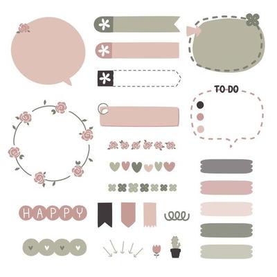 set of cute hand drawn, doodle text box with icon, speech bubble balloon, text box, flat design, vector, illustration