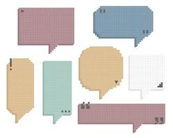 collection set of retro 3d game 8 bit pixel speech bubble balloon pastel color, flat design vector illustration