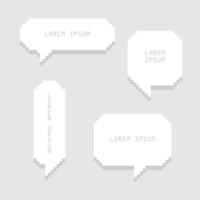 conjunto de colección de retro 8 bit pixel dulce lindo globo de burbuja de voz de color blanco y negro pensar, hablar, hablar, plantilla, arte, plano, diseño, vector, ilustración cuadro de texto banner marco signo vector