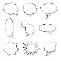 collection set of blank  black and white hand drawing speech bubble balloon, think speak talk text box, banner, flat vector illustration design