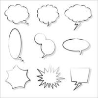 collection set of blank  black and white hand drawing speech bubble balloon, think speak talk text box, banner, flat vector illustration design