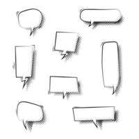 collection set of blank pop art half tone polka dot speech bubble balloon, think, speak, talk, text box, banner, flat, design, vector illustration