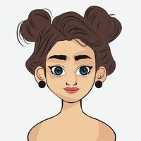 ilustración de dibujos animados de mujer de ojos hermosos vector