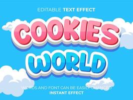 cookies world text effect template vector