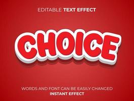 red choice text effect template vector