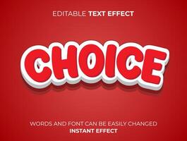 red choice text effect template vector
