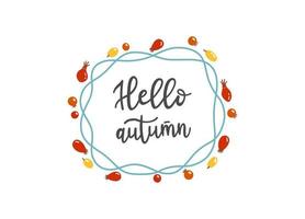 hola otoño letras otoño temporada lema vector ilustración