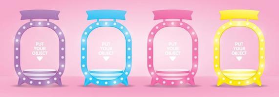 cute girly light bulb capsule shape podium display 3d illustration vector for putting your object