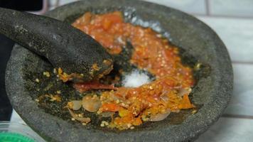 Traditional food in Indonesia, chili paste video