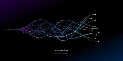 Connection Lines flowing dynamic. Technology, digital, communication, science, network, data, Information vector