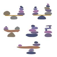 un conjunto de piedras coloridas se usa como ilustración de un spa o meditación vector