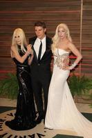 LOS ANGELES, MAR 2 - Donatella Versace, Nolan Gerard Funk, Lady Gaga at the 2014 Vanity Fair Oscar Party at the Sunset Boulevard on March 2, 2014 in West Hollywood, CA photo