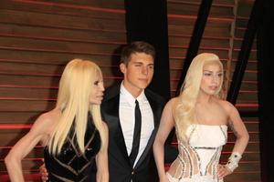 LOS ANGELES, MAR 2 - Donatella Versace, Nolan Gerard Funk, Lady Gaga at the 2014 Vanity Fair Oscar Party at the Sunset Boulevard on March 2, 2014 in West Hollywood, CA photo