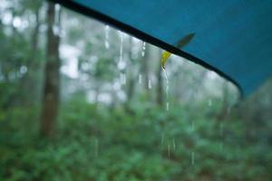 Rain drops on camping canvas photo