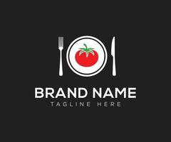 Exclusive Tomato and Fork, knife Logo Template vector