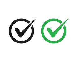 Green and black checkmark symbol checkmark in circle Vector set