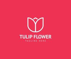 simple tulip flower logo vector design template