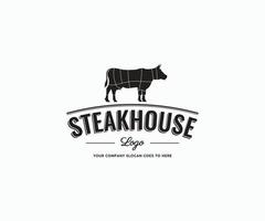 Steak house logo design. bar and grill logotype, emblem. Steakhouse Logo Template. vector