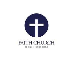 logotipo de la iglesia de fe, plantilla de logotipo de la cruz santa vector