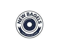 diseño de logotipo de bagels y donuts con tipografía moderna y creativa y colores negros vector