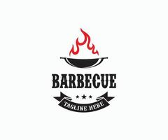 Vintage Grill barbecue bbq Logo. Vintage BBQ Grill, Barbecue Label Logo. vector