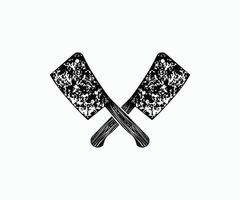 Silhouette vintage Cleaver Icon On A White Background vector