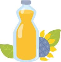 Sunflower oil in a glass bottle. vector