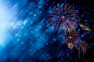 Fireworks with Abstract bokeh background photo