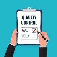 Quality control report form with pass or reject. vector