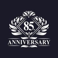 Logotipo de aniversario de 85 años, logotipo floral de lujo del 85 aniversario. vector