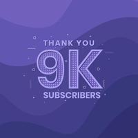 Thank you 9000 subscribers 9k subscribers celebration. vector