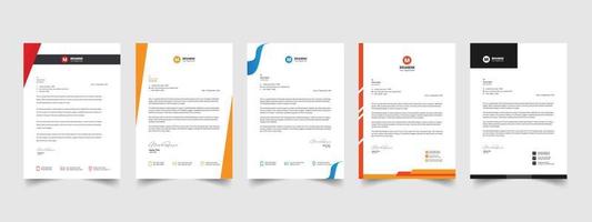 corporate modern letterhead design template. company business letterhead design with color variation bundle vector