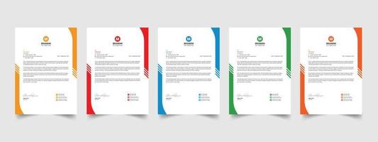 corporate modern letterhead design template. company business letterhead design with color variation bundle vector