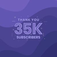 Thank you 35000 subscribers 35k subscribers celebration. vector