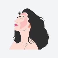 Girl face portrait with red lips vector