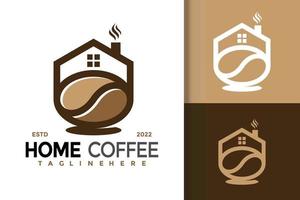 diseño de logotipo de cafetería en casa, vector de logotipos de identidad de marca, logotipo moderno, plantilla de ilustración vectorial de diseños de logotipos