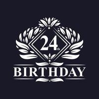 Logotipo de cumpleaños de 24 años, lujosa celebración de 24 años. vector
