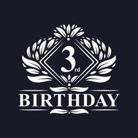 3 years Birthday Logo, Luxury 3rd Birthday Celebration. vector