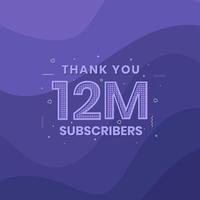 Thank you 12000000 subscribers 12m subscribers celebration. vector