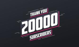 Thank you 20000 subscribers 20k subscribers celebration. vector